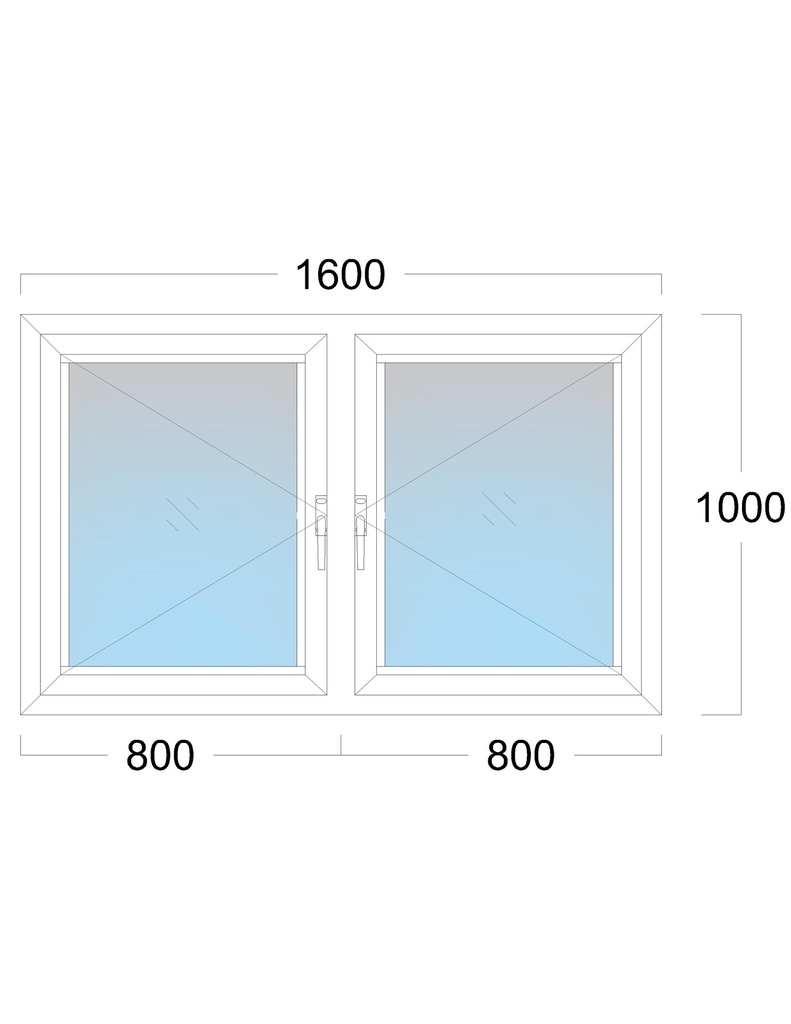 Window: OO/OO: Width 1600 x Height 1000 mm