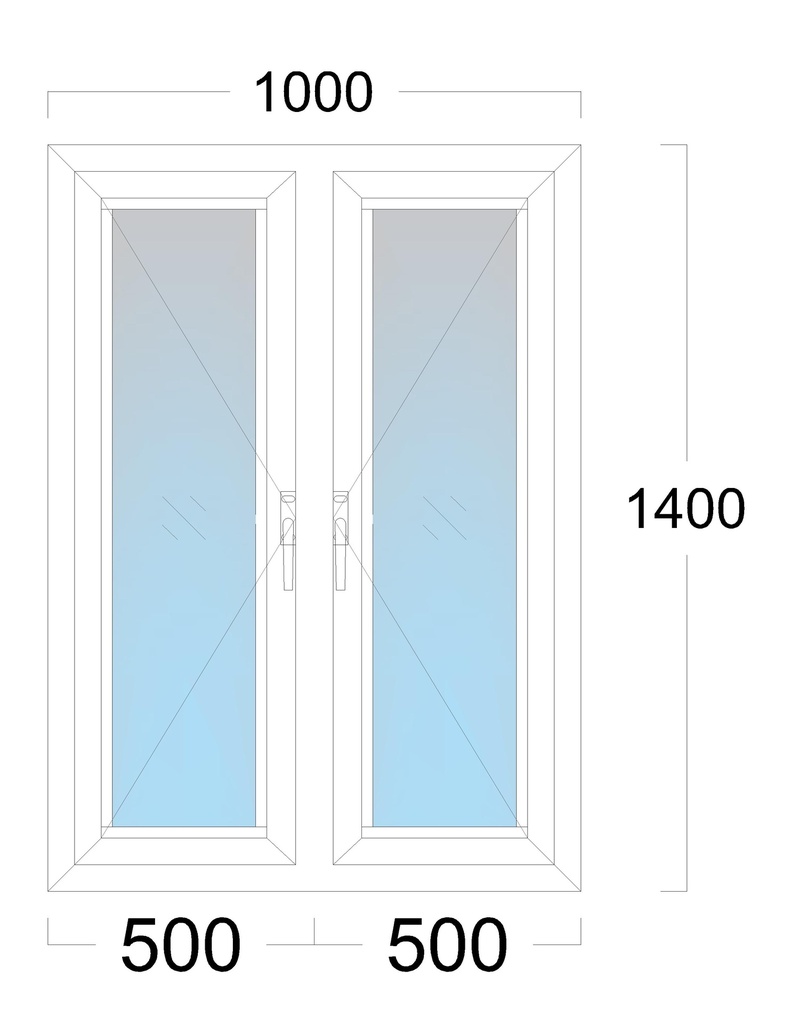 Window: OO/OO: Width 1000 x Height 1400 mm