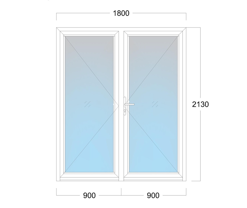 Double Door: Width 1800 x Height 2130 mm