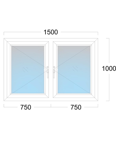 [EH-W.015] Window: OO/OO: Width 1500 x Height 1000 mm