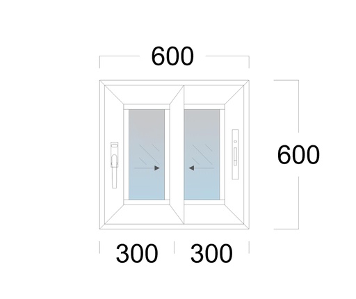 [EH-SL.00A1] SL Window: Width 600 x Height 600 mm